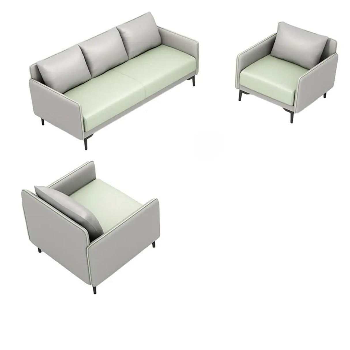 Green Antimicrobial Waterproof Leather Reception Sofa Image - 9