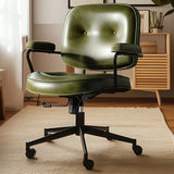 Green Armrests Modern Leather Swivel Conference Office Chair Image - 1