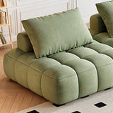 Green Baby Fleece Pillow Back Concealed Support Sofa Image - 10
