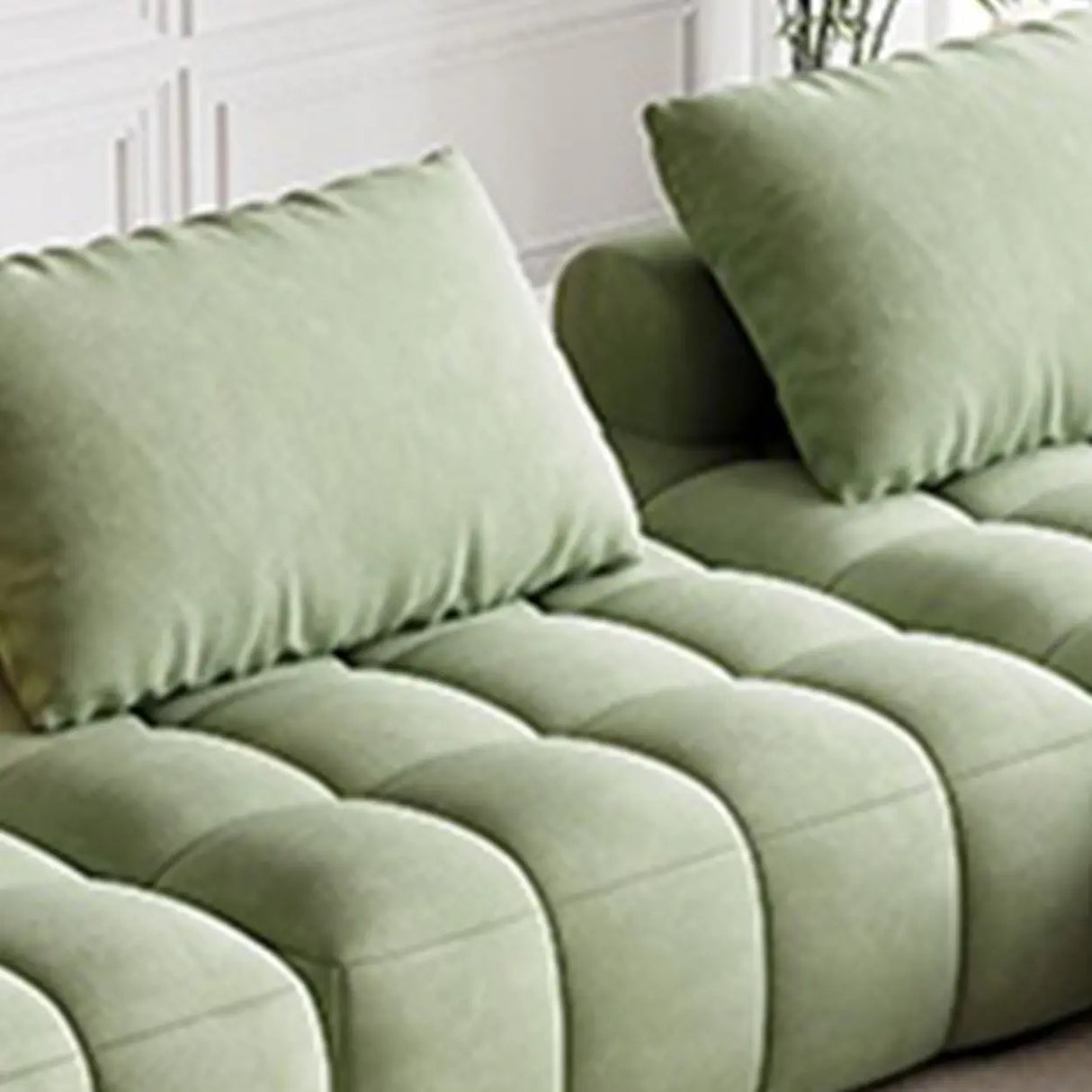 Green Baby Fleece Pillow Back Concealed Support Sofa Image - 11