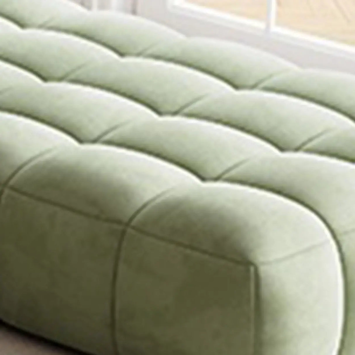 Green Baby Fleece Pillow Back Concealed Support Sofa Image - 12