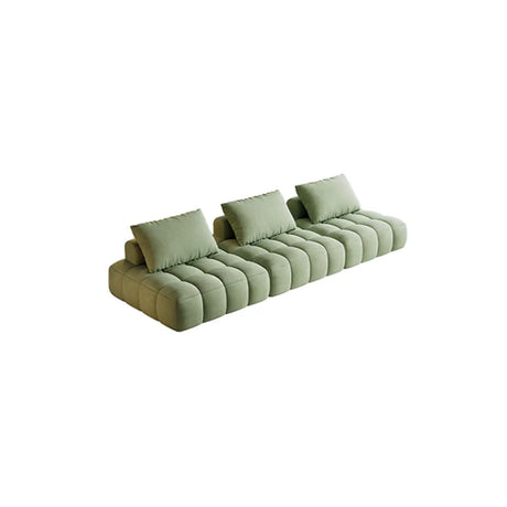 Green Baby Fleece Pillow Back Concealed Support Sofa Image - 2