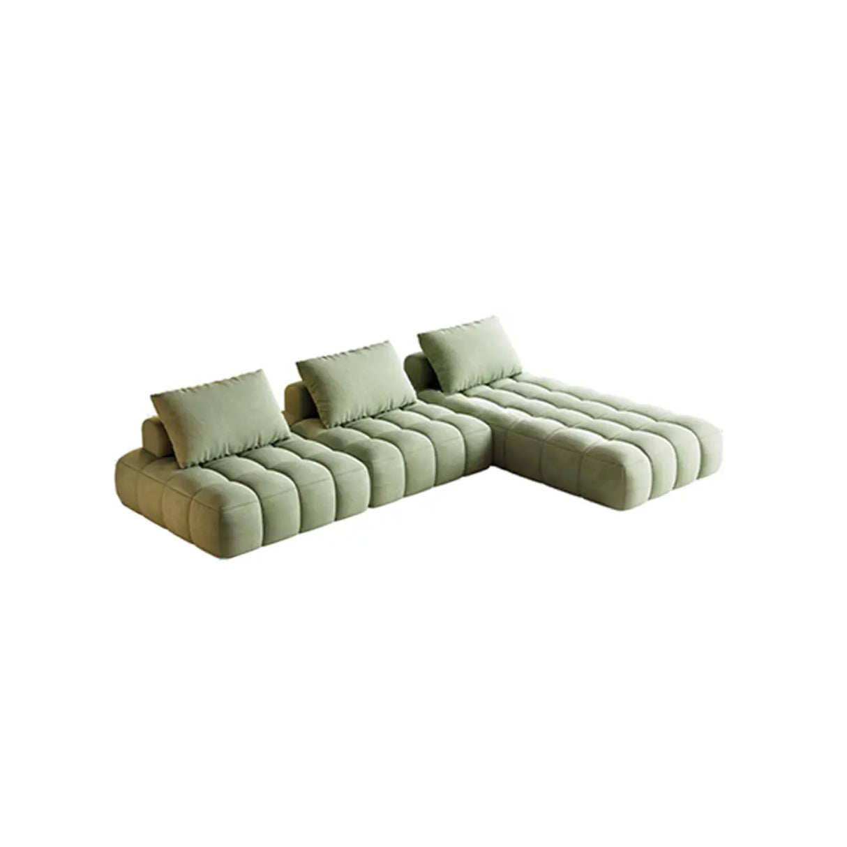 Green Baby Fleece Pillow Back Concealed Support Sofa Image - 3