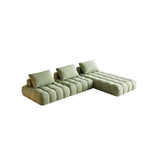 Green Baby Fleece Pillow Back Concealed Support Sofa Image - 3