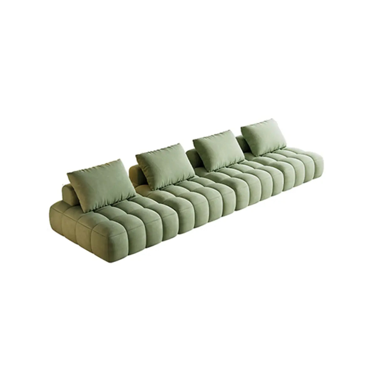 Green Baby Fleece Pillow Back Concealed Support Sofa Image - 5