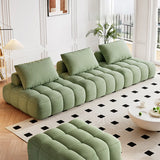 Green Baby Fleece Pillow Back Concealed Support Sofa Image - 6
