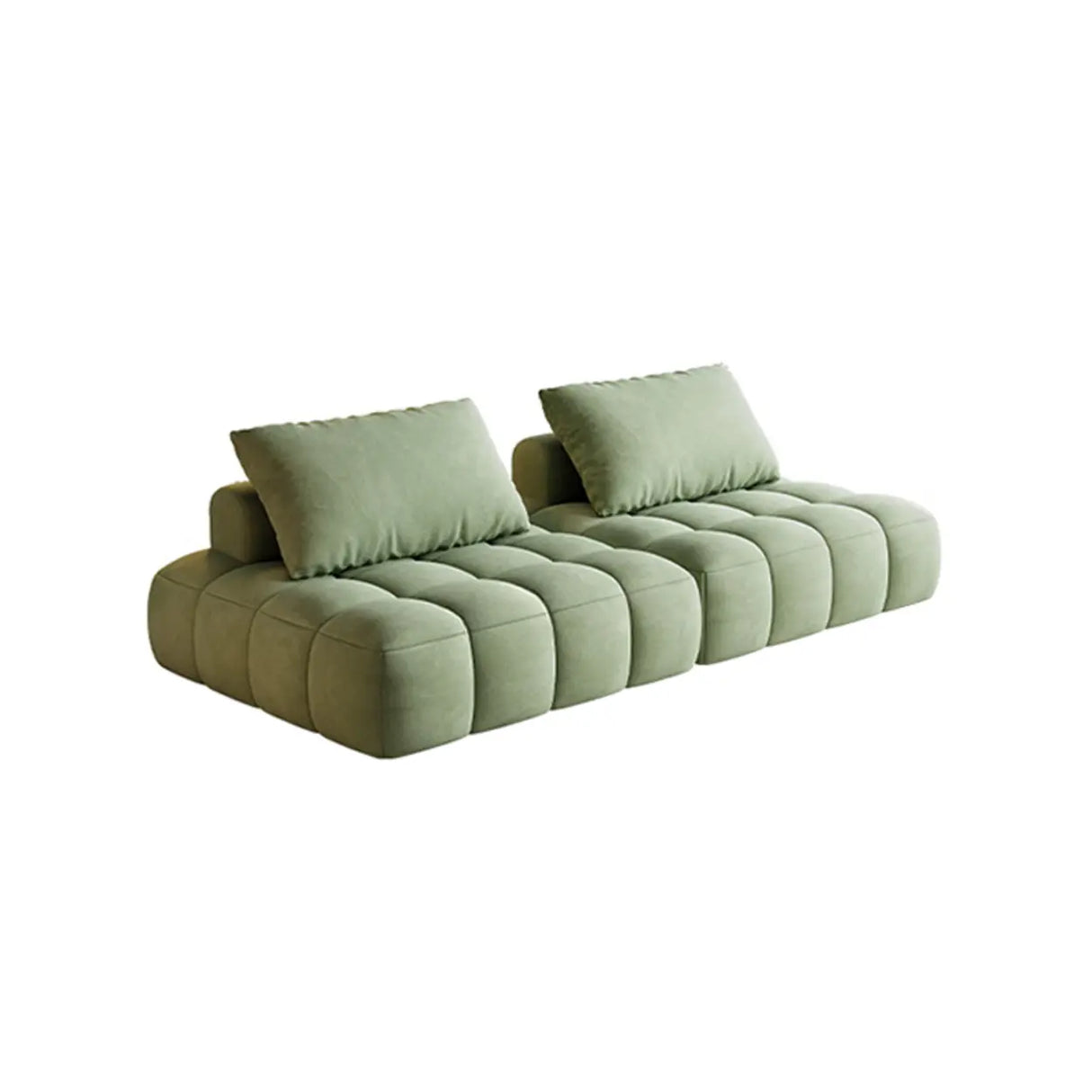 Green Baby Fleece Pillow Back Concealed Support Sofa Image - 7