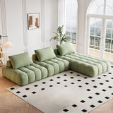 Green Baby Fleece Pillow Back Concealed Support Sofa Image - 8