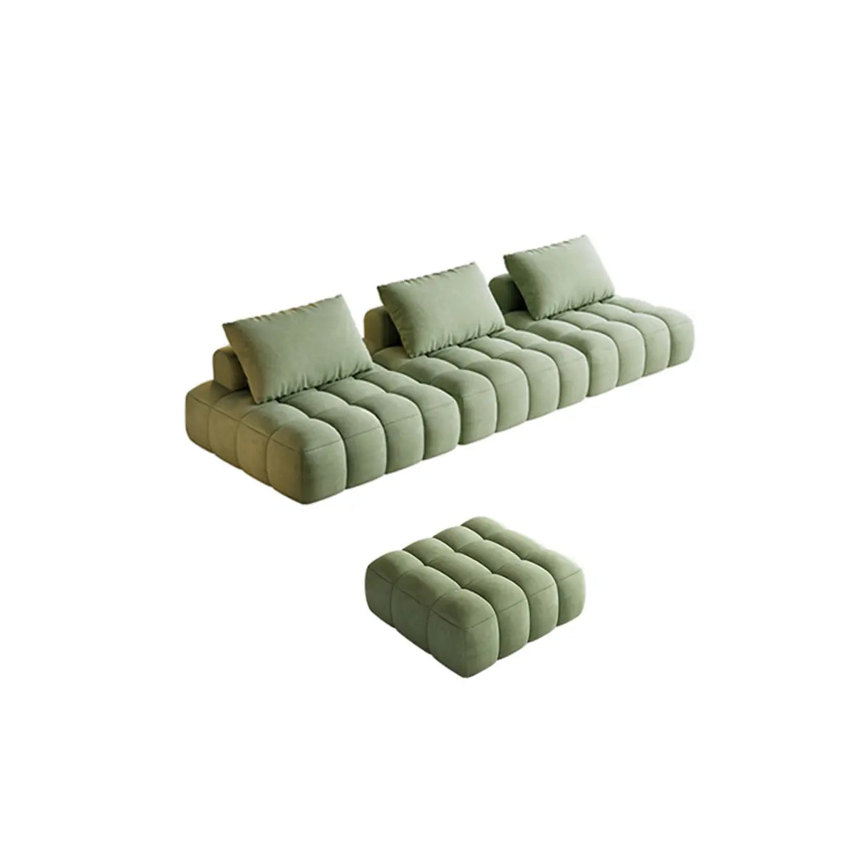 Green Baby Fleece Pillow Back Concealed Support Sofa Image - 9