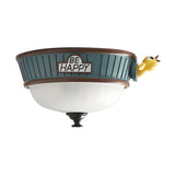 Green Bowl Shape Resin Small Flush Mount Ceiling Light Image - 3