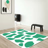 Green Color Block Rectangle Polyester White Area Rug Image - 1