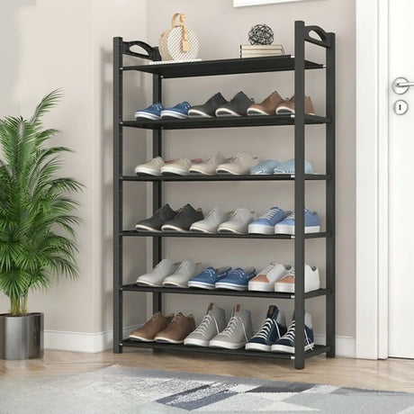 Green Compact 4-Tier Steel Entryway Adjustable Shoe Rack Image - 2