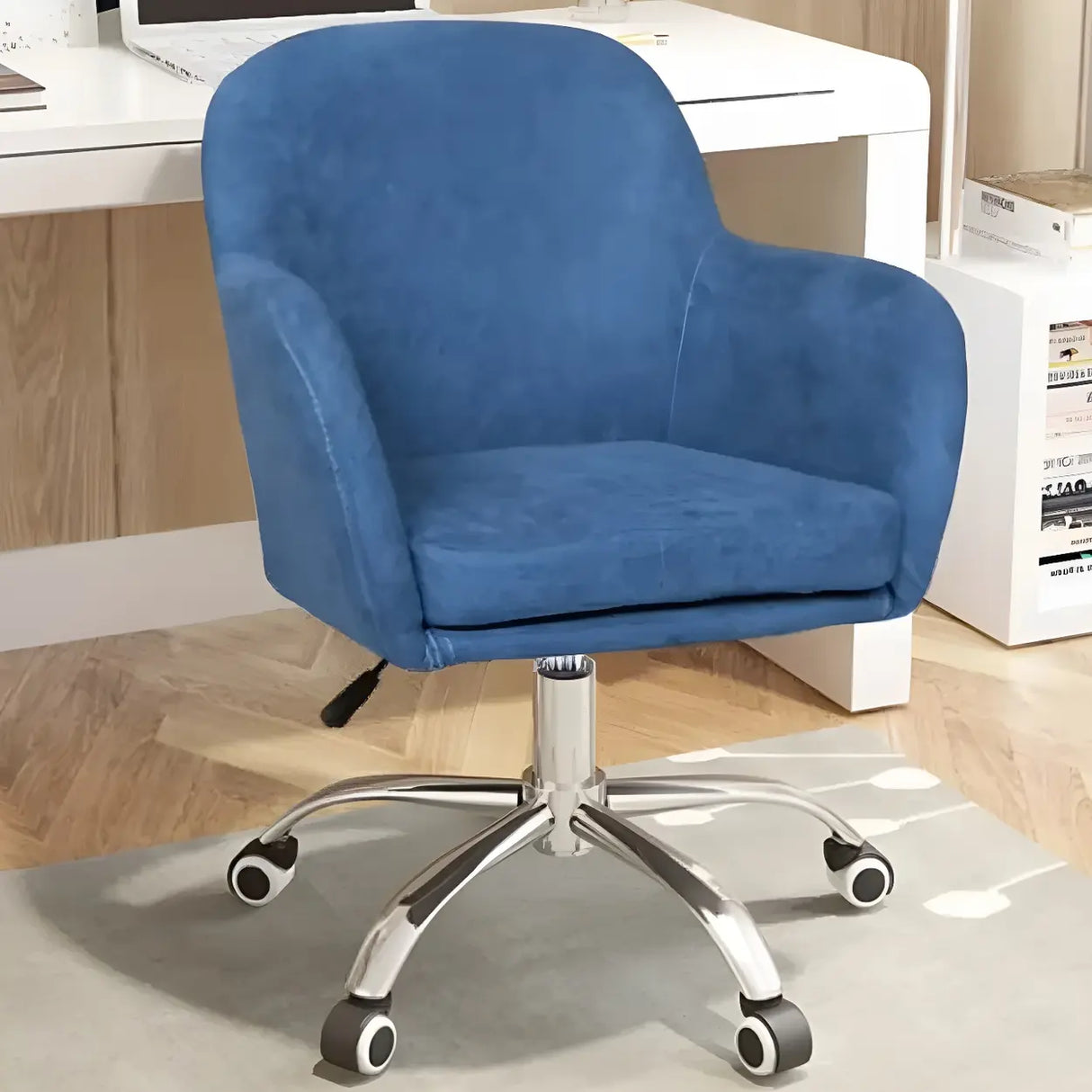 Green Contemporary Swivel Fabric Adjustable Office Chair Image - 11