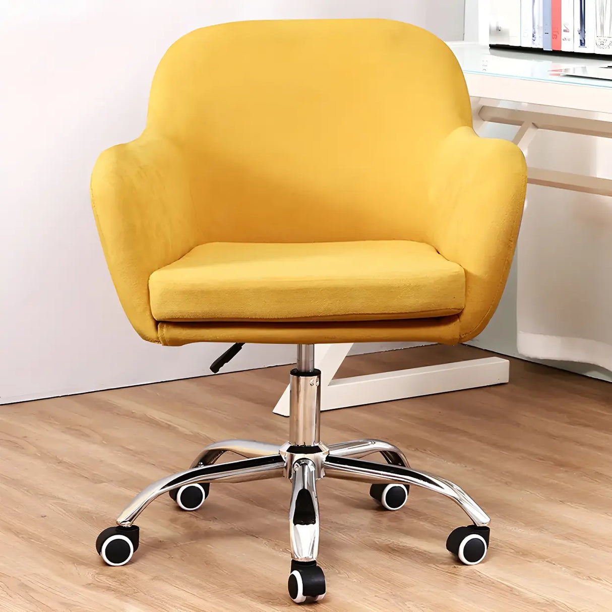 Green Contemporary Swivel Fabric Adjustable Office Chair Image - 3
