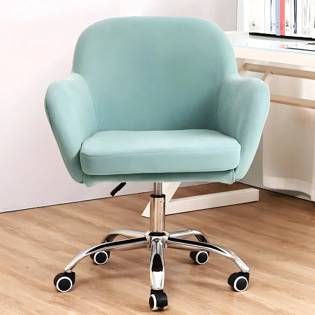 Green Contemporary Swivel Fabric Adjustable Office Chair Image - 7