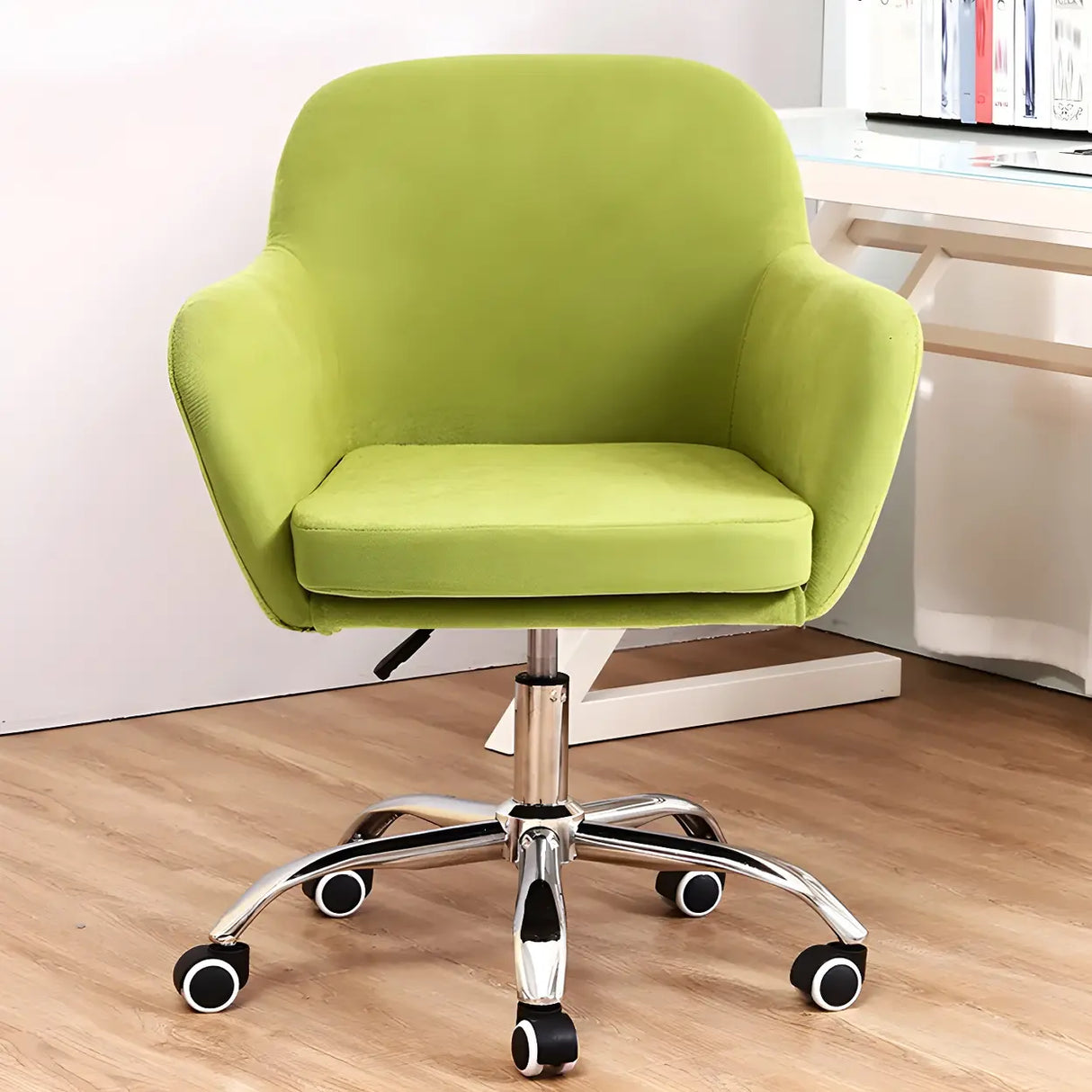 Green Contemporary Swivel Fabric Adjustable Office Chair Image - 9