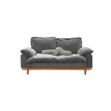 Green Corduroy Cherry Pillow Top Arm Wood Frame Sofa Image - 11