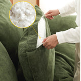 Green Corduroy Cherry Pillow Top Arm Wood Frame Sofa Image - 13