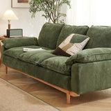 Green Corduroy Cherry Pillow Top Arm Wood Frame Sofa Image - 15