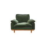Green Corduroy Cherry Pillow Top Arm Wood Frame Sofa Image - 17