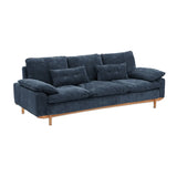 Green Corduroy Cherry Pillow Top Arm Wood Frame Sofa Image - 7