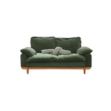 Green Corduroy Cherry Pillow Top Arm Wood Frame Sofa Image - 9