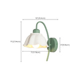 Green Curved Ceramics Floral Reading LED Wall Sconce #size