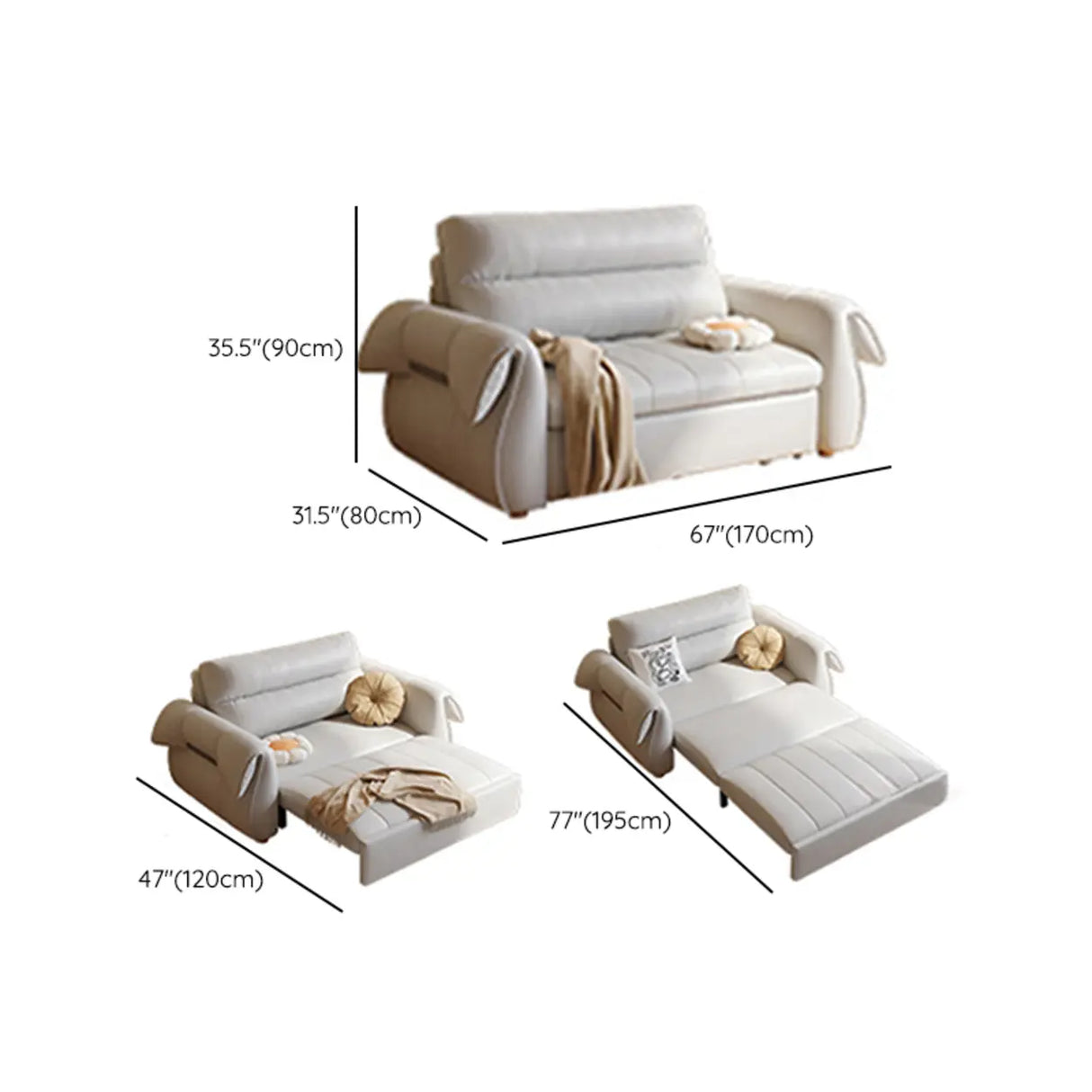 Green Cushion Back Detachable Mattress Sleeper Sofa Image - 16