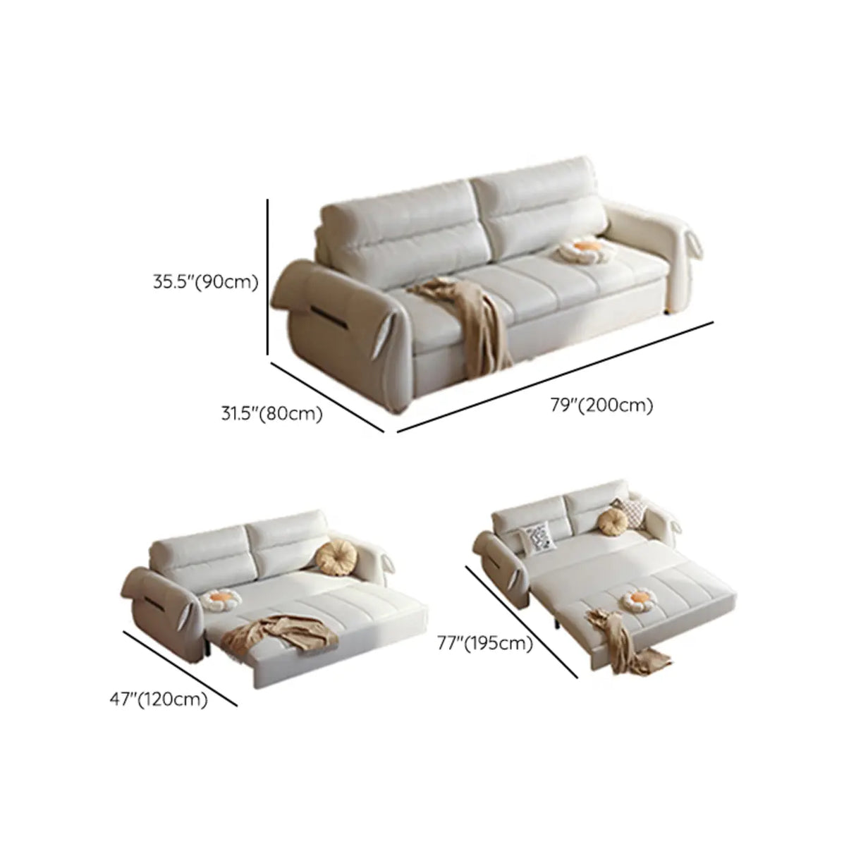 Green Cushion Back Detachable Mattress Sleeper Sofa Image - 17