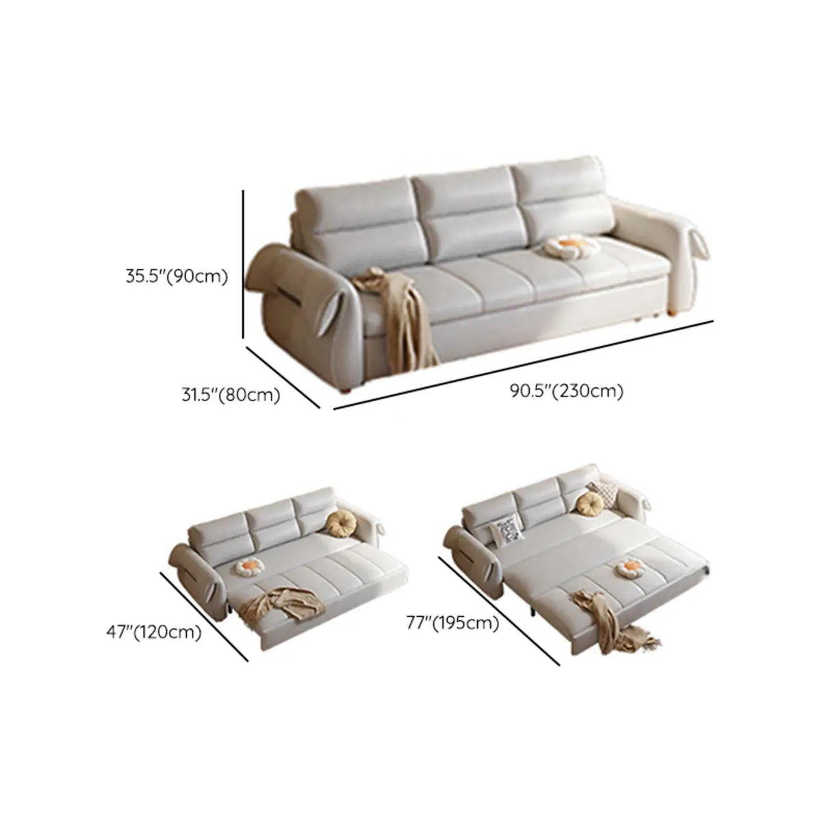 Green Cushion Back Detachable Mattress Sleeper Sofa Image - 18