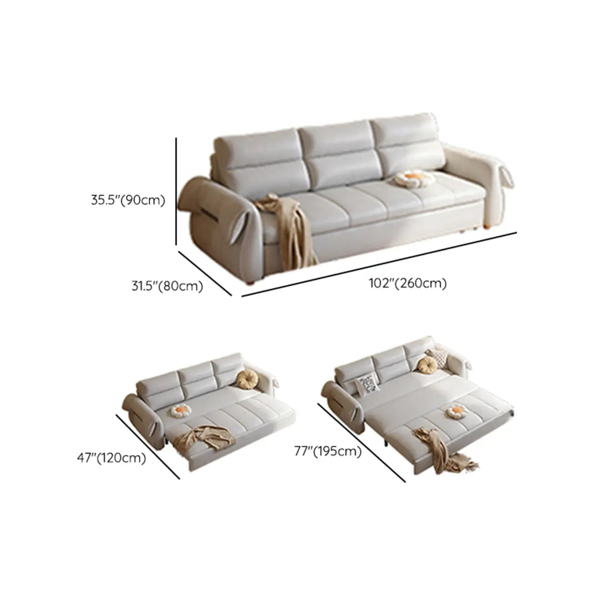 Green Cushion Back Detachable Mattress Sleeper Sofa Image - 19