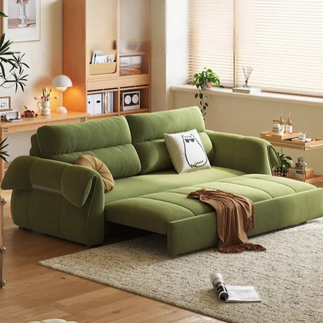 Green Cushion Back Detachable Mattress Sleeper Sofa Image - 1