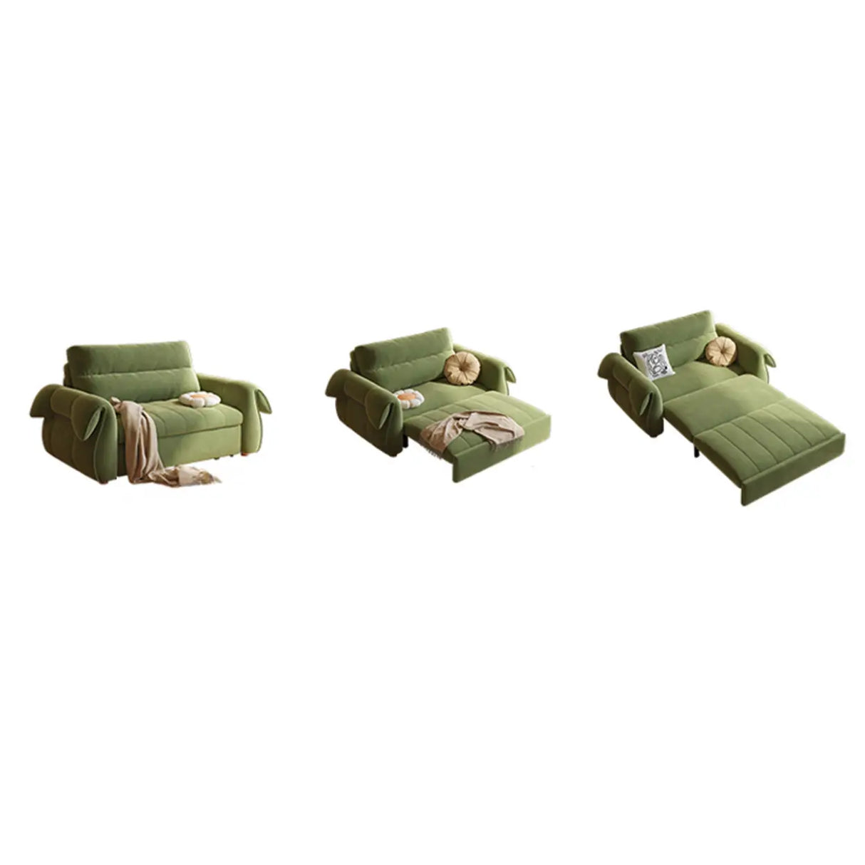 Green Cushion Back Detachable Mattress Sleeper Sofa Image - 2