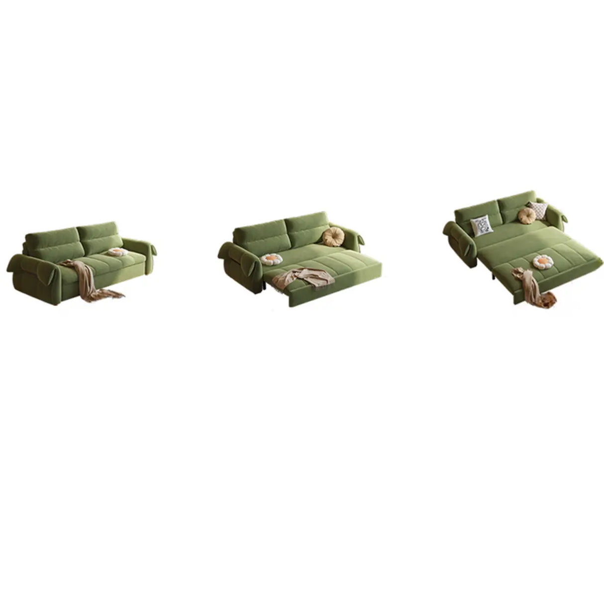 Green Cushion Back Detachable Mattress Sleeper Sofa Image - 3