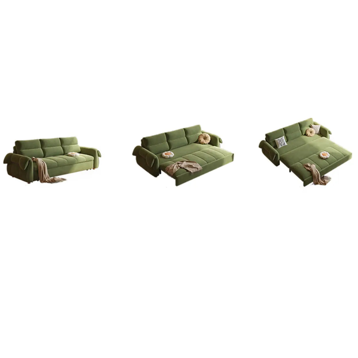 Green Cushion Back Detachable Mattress Sleeper Sofa Image - 5