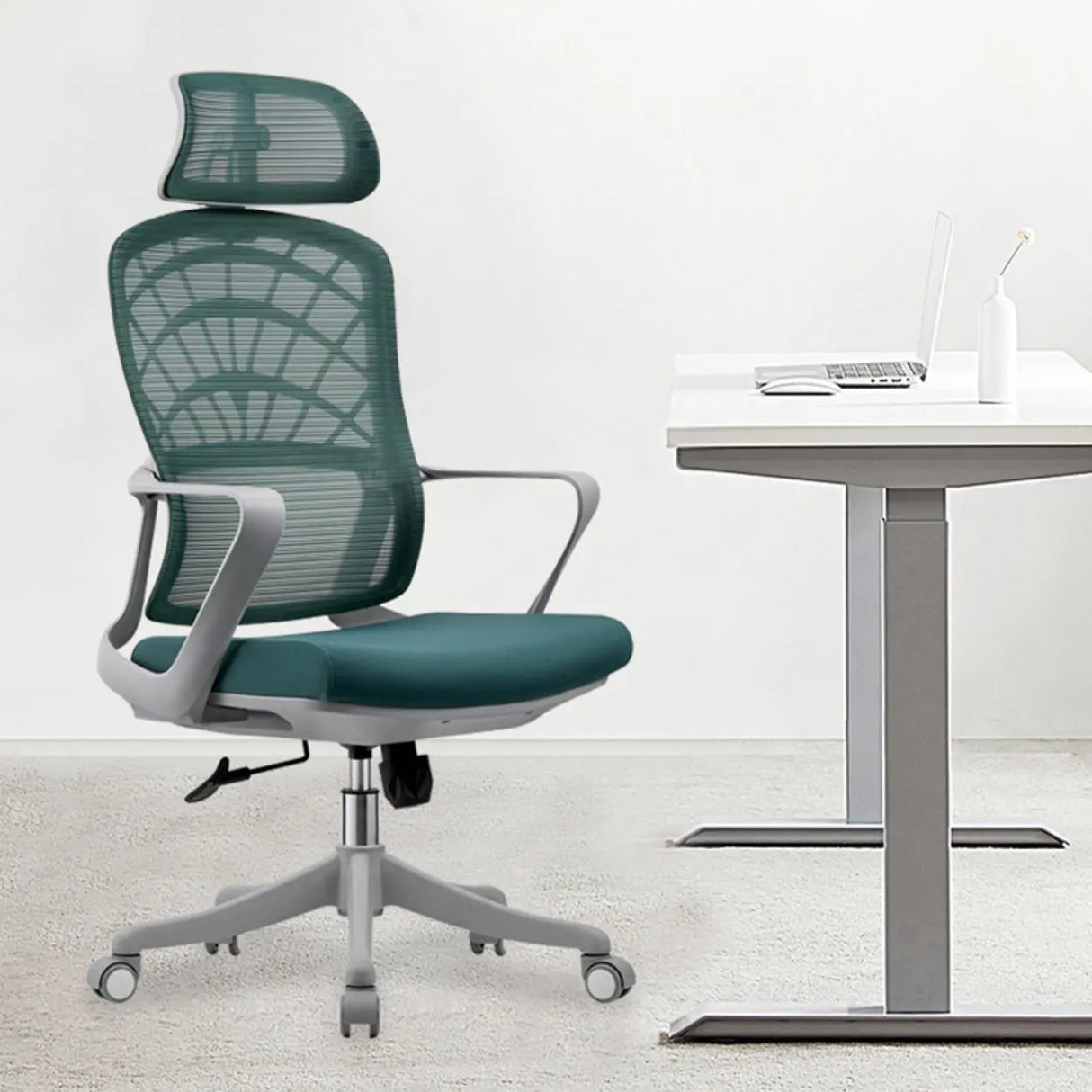 Green Ergonomic Nylon Frame Mesh Adjustable Office Chair Image - 8