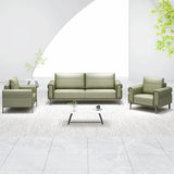 Green Faux Leather Reception Loveseat Set with Legs Image - 1