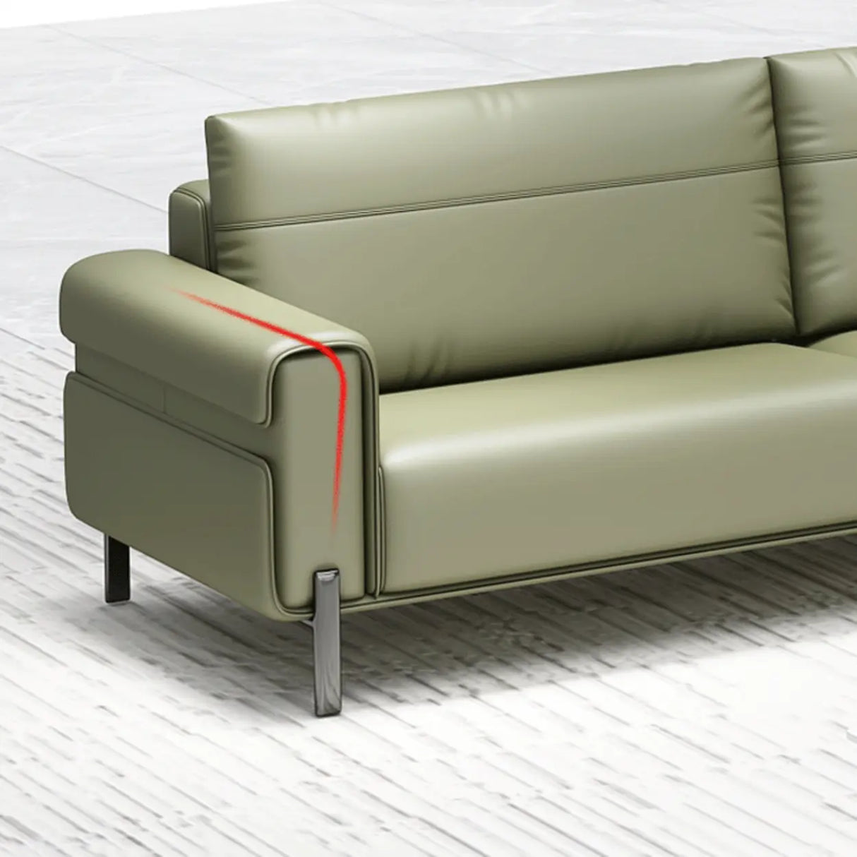 Green Faux Leather Reception Loveseat Set with Legs Image - 10