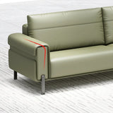 Green Faux Leather Reception Loveseat Set with Legs Image - 10