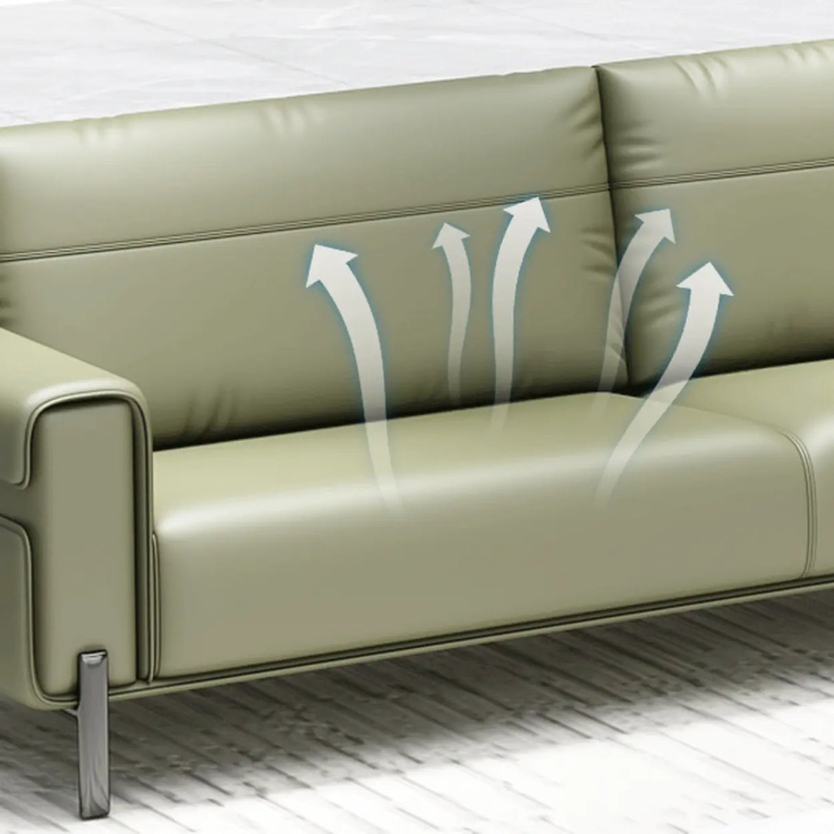 Green Faux Leather Reception Loveseat Set with Legs Image - 11