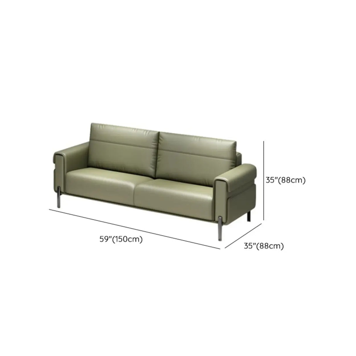 Green Faux Leather Reception Loveseat Set with Legs Image - 14