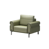 Green Faux Leather Reception Loveseat Set with Legs Image - 2
