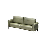 Green Faux Leather Reception Loveseat Set with Legs Image - 3