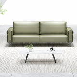 Green Faux Leather Reception Loveseat Set with Legs Image - 4