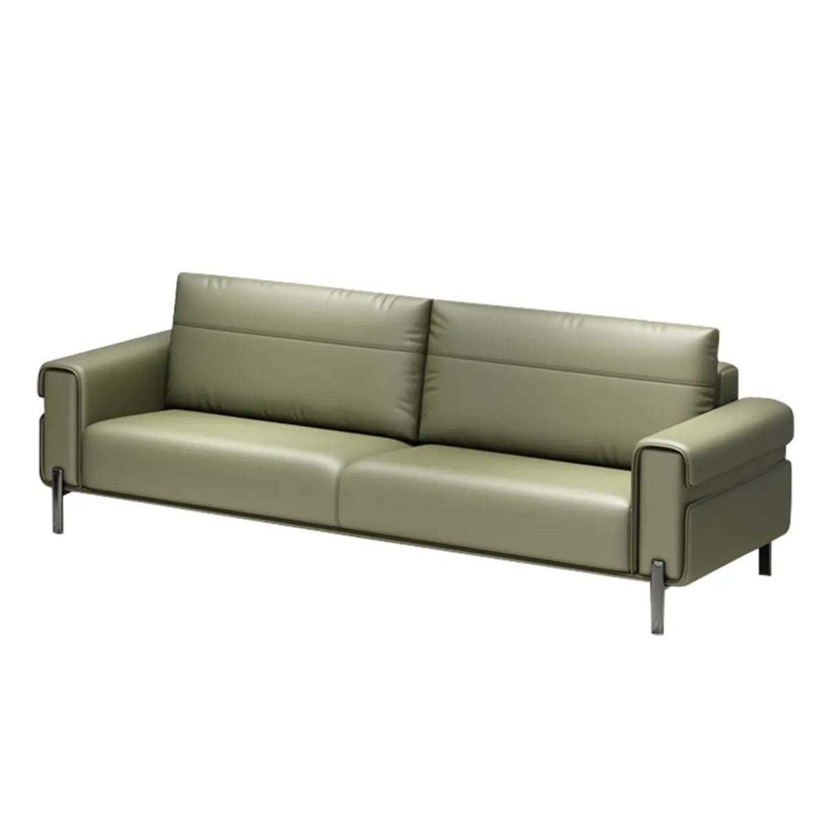Green Faux Leather Reception Loveseat Set with Legs Image - 5
