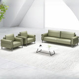 Green Faux Leather Reception Loveseat Set with Legs Image - 8
