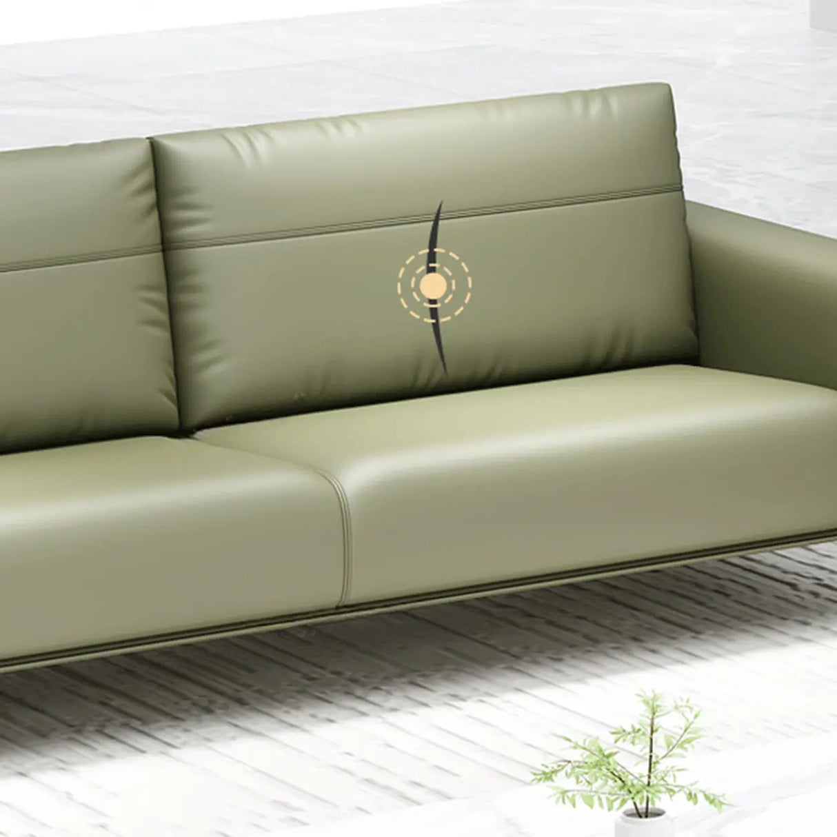 Green Faux Leather Reception Loveseat Set with Legs Image - 9
