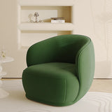 Green Flannel Curved Back Pine Wood Frame Accent Chair Image - 1