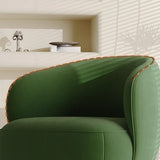 Green Flannel Curved Back Pine Wood Frame Accent Chair Image - 10