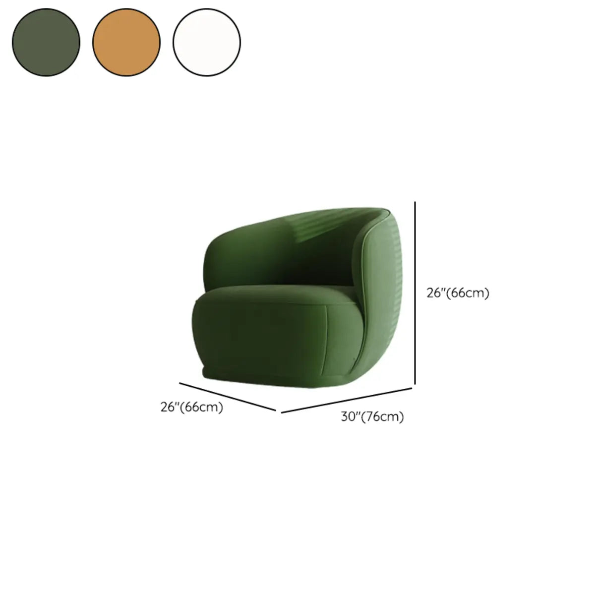 Green Flannel Curved Back Pine Wood Frame Accent Chair 
